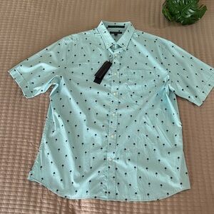 Men’s Banana Republic Aqua Palm Print Casual Shirt, Size XL